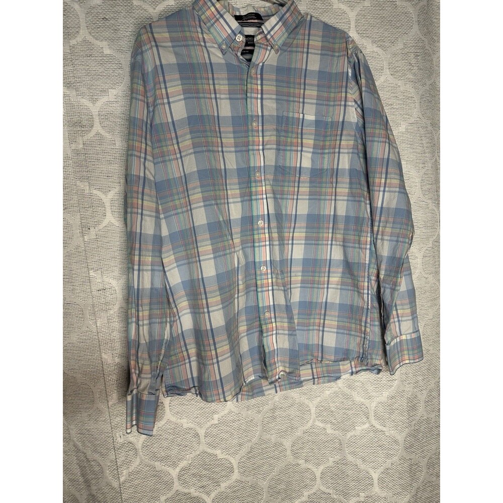 Nordstrom Pastel Plaid Long Sleeve Button Up Shirt Men's SZ Large